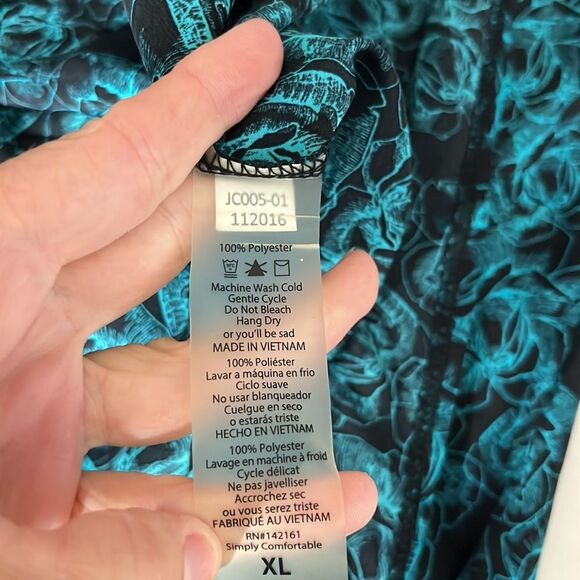 LuLaRoe Joy Vest Duster Kimono Aqua Black Size XL - Picture 5 of 6